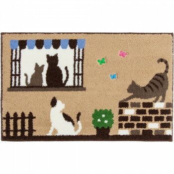カキウチ キャットストリート インテリアマット50×80cm ベージュ 50×80cm