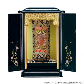 厨子型ミニ仏壇 大 黒(内金) 蒔絵 鉄仙 3102870326021