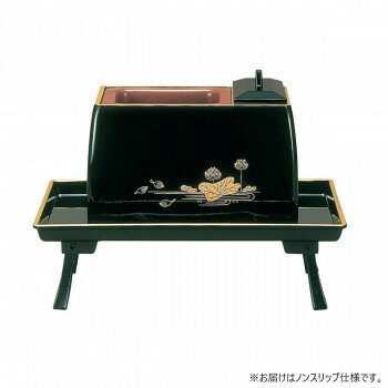 焼香膳セット ノンスリップ 5.0寸/小 黒(フチ金) 蓮 3823850201021(3.0)
