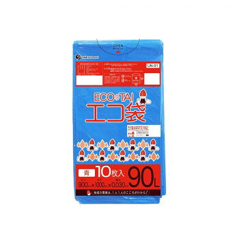 ECO TAI エコ袋 90L UN-91 青 10枚×40冊 [ラッピング不可][代引不可][同梱不可]