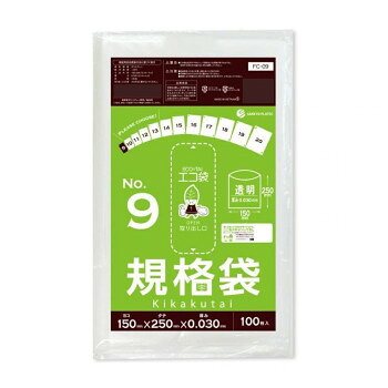 ECO TAI エコ袋 No.9 規格袋 FC-09 透明 100枚×80冊 [ラッピング不可][代引不可][同梱不可]
