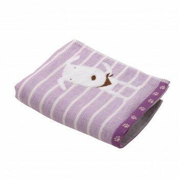 Face Towel - Ponちゃんガーゼパステルボーダー フェイスタオル パープル