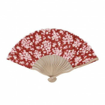 大西賢製販 Ripple 波骨布扇子 21cm 小桜 赤 NN19-B05