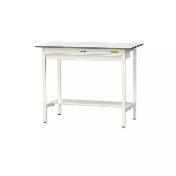 工作写字台 - 山金工業(YamaTec) SUPH-1260WT-WW ワークテーブル150シリーズ 固定式 ワイド引き出し付 (H950mm) 1200×600mm (半面棚板付) [ラッピング不可][代引不可][同梱不可]