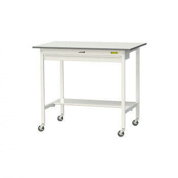 Work Tables - 山金工業(YamaTec) SUPHC-1275WT-WW ワークテーブル 150シリーズ 移動(H1036mm)(半面棚板・ワイド引出し付き) [ラッピング不可][代引不可][同梱不可]