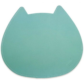 ミャウシェリ マウスパッド ねこ 姫路レザー ティーポ ターコイズ M-1007