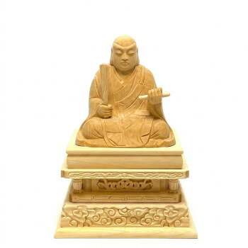 桧木仏像 日蓮上人 四角台 2.5寸 [ラッピング不可][代引不可][同梱不可]