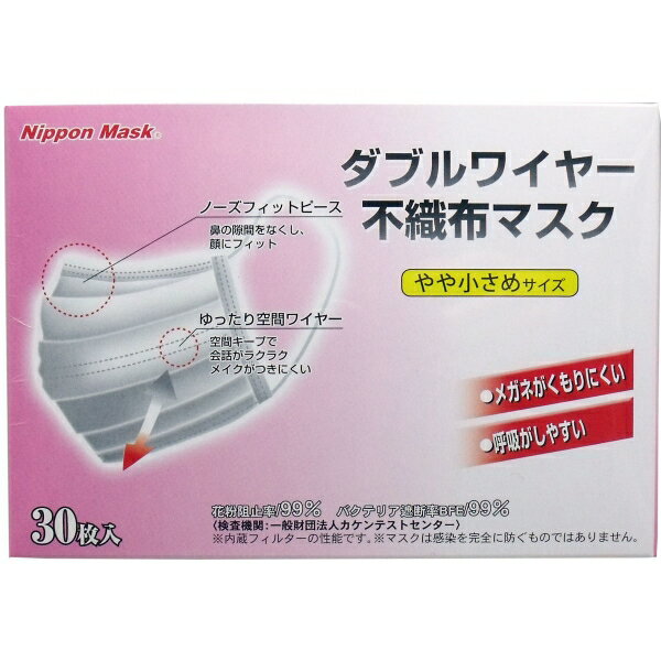 ダブルワイヤー不織布マスク やや小さめサイズ 30枚入 [キャンセル・変更・返品不可]