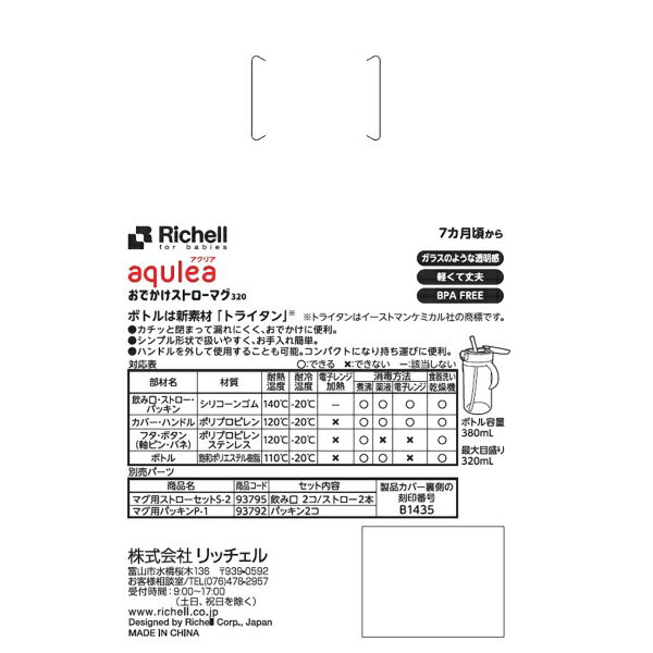 リッチェル アクリア おでかけストローマグR 320 イエロー [キャンセル・変更・返品不可]
