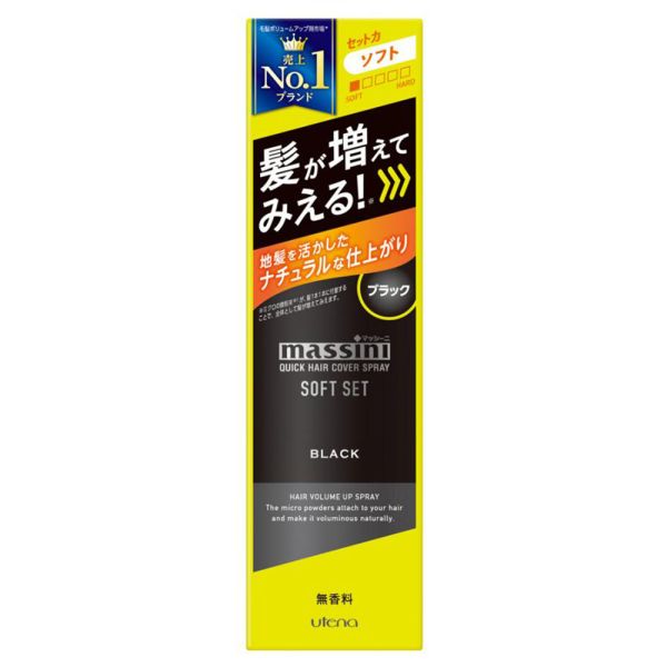 マッシーニ クイックヘアカバースプレー ソフトセット ブラック 140g [キャンセル・変更・返品不可]