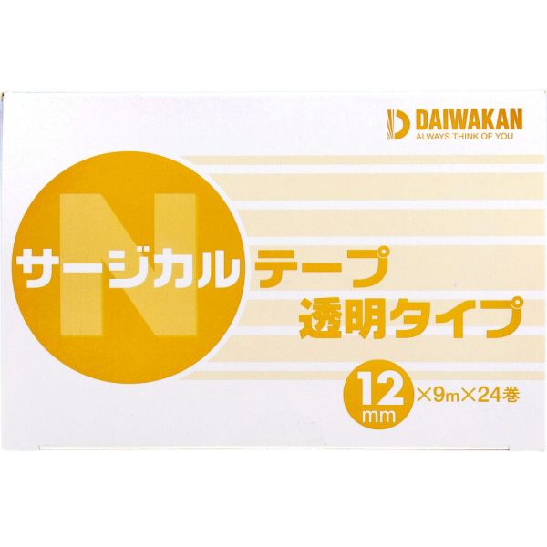 サージカルテープ 透明タイプ 12mm×9m×24巻入 [キャンセル・変更・返品不可]