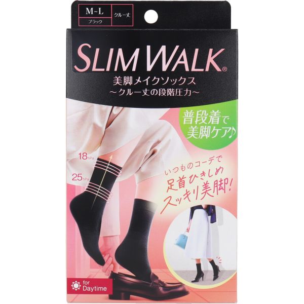 スリムウォーク 美脚メイクソックス クルー丈 ブラック M-Lサイズ [キャンセル・変更・返品不可]のサムネイル