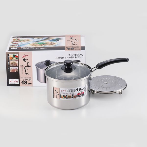 パール金属 NEWだんらん ステンレス製ガラス蓋付片手兼用鍋18cm [キャンセル・変更・返品不可]