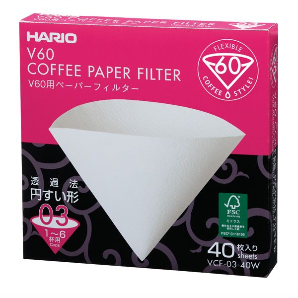 HARIO V60用ペーパーフィルター03W 1〜2杯用 40枚入 [キャンセル・変更・返品不可]