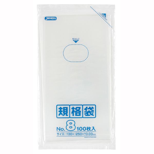 ジャパックス LD 規格袋 08号 0.030mm厚 100枚 透明 [キャンセル・変更・返品不可]