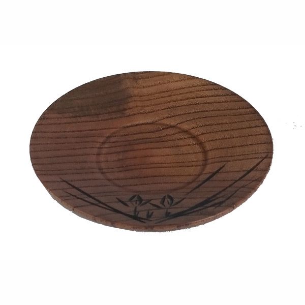 アサヒ興洋 木製茶托 蘭彫 スリ 4.0寸 [キャンセル・変更・返品不可]