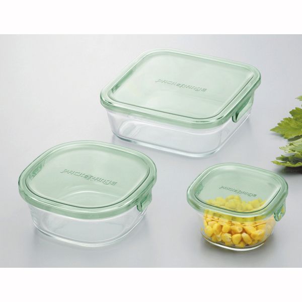 AGCテクノグラス パック＆レンジ 角型3点セット グリーン [キャンセル・変更・返品不可]