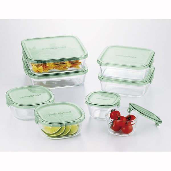 AGCテクノグラス パック＆レンジ 角型8点セット グリーン [キャンセル・変更・返品不可]