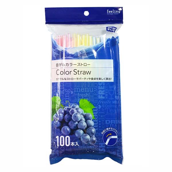 大和物産 フィーリング 曲がるカラーストロー100本 [キャンセル・変更・返品不可]
