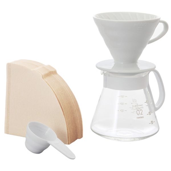 HARIO V60セラミックドリッパー02セット ホワイト [キャンセル・変更・返品不可]