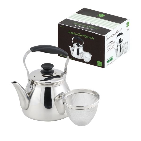 パール金属 モルティ 18-8ステンレス製広口ケットル 1.6L(茶こしアミ付) [キャンセル・変更・返品不可]