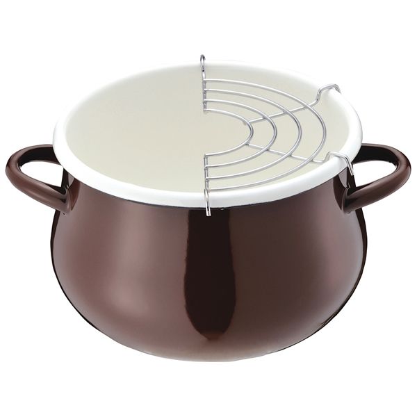 パール金属 プチクック ホーロー天ぷら鍋16cm ブラウン [キャンセル・変更・返品不可]