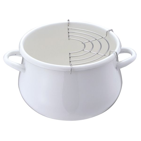 パール金属 プチクック ホーロー天ぷら鍋16cm ホワイト [キャンセル・変更・返品不可]