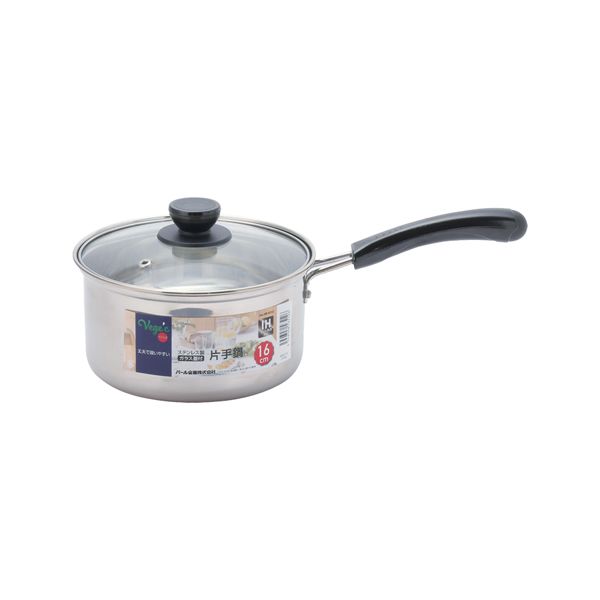 パール金属 ベジック ステンレス製ガラス蓋付片手鍋16cm [キャンセル・変更・返品不可]