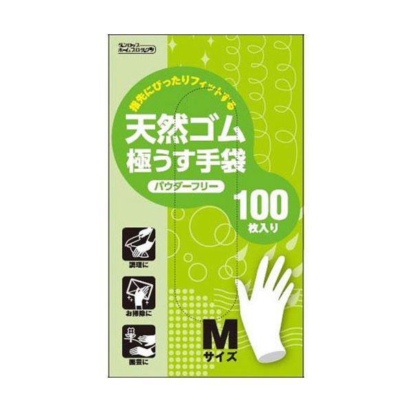 ダンロップホームプロダクツ 天然ゴム極うす手袋100枚粉なし Mサイズ ナチュラル [キャンセル・変更・返品不可]