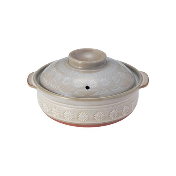 三陶 銀峯花三島6号深鍋 ※ガス火専用 [キャンセル・変更・返品不可]