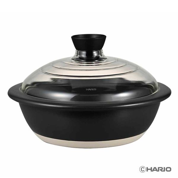 HARIO フタがガラスの土鍋 9号 GDN-255-B-W