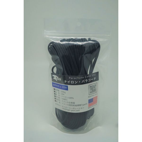 [TIGER/タイガー] パラコード φ4mm×30M ブラック S-101