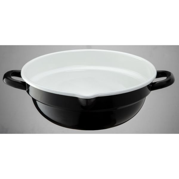 高木金属工業 ホーロー 天ぷら鍋 24cm ブラック/ホワイト HT-24BW