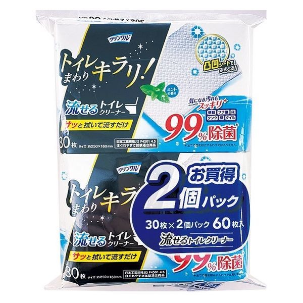 Life-do.Plus クリンクル キラリ 流せるトイレクリーナー 30枚 2個パック [キャンセル・変更・返品不可]