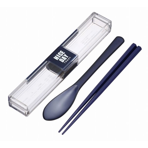 岩崎工業 とっても強いケース＆スプーン 18cm 箸付 ネイビー H-600