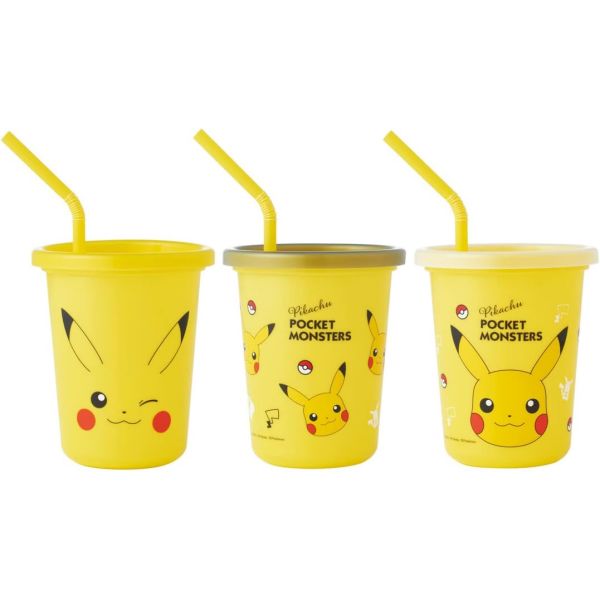 スケーター ピカチュウフェイス23 ストロー付タンブラー 3個セット SIH3ST