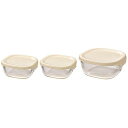 HARIO 耐熱ガラス製保存容器 3個セット 250ml×2個/600ml×1個 オフホワイト KST-2012-OW