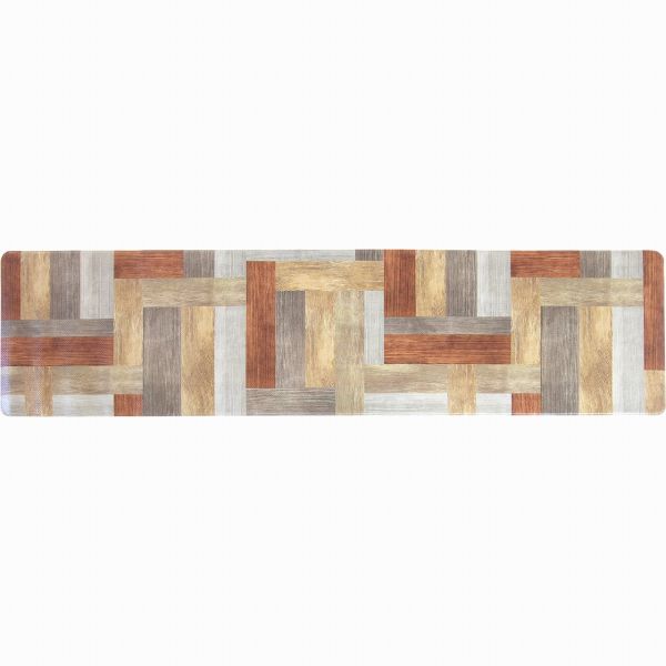 オカ(OKA) 拭いてお手入れするキッチンマット ウッド柄 [180×45cm][ブラウン]