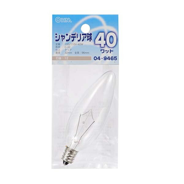 シャンデリア球(40W/クリア/C-32/E12) (LB-C2240-C)