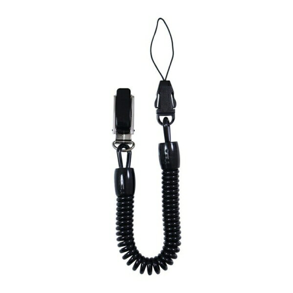 藤本電業 極太ストラップ(直径10mmコイル/クリップ式/伸長最長90cm/ブラック) (MODM-B-BK)