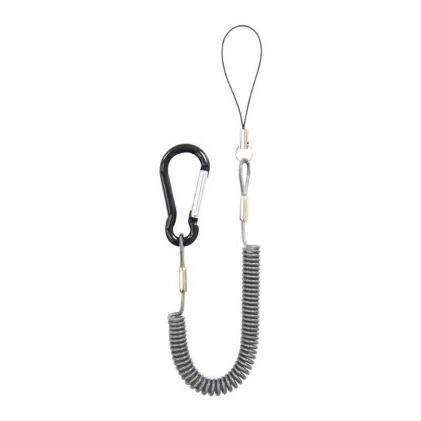 藤本電業 強力ストラップ(ワイヤー入り/カラビナ式/伸長最長90cm/ブラック) (MDK-W-BK)