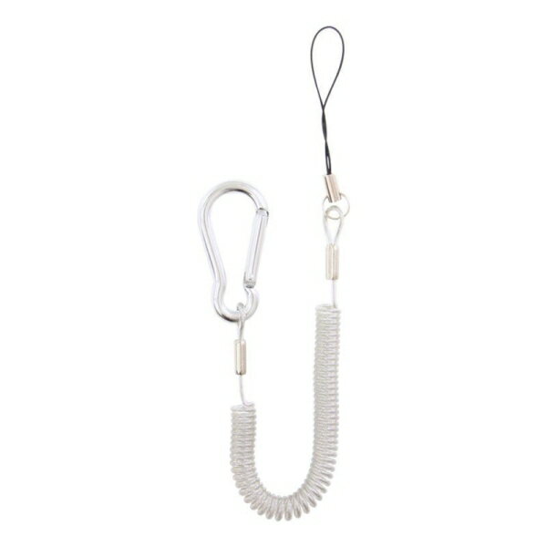 藤本電業 強力ストラップ(ワイヤー入り/カラビナ式/伸長最長90cm/ホワイト) (MDK-W-CL)