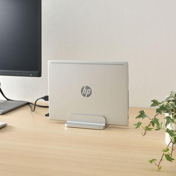 縦置きノートPCスタンド(幅調節10〜45mm/質量384g/アルミ合金＋シリコン) (OA-S04S-S)