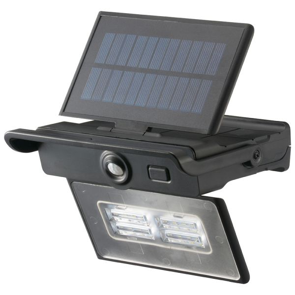 LEDセンサーライト(明暗＋人感センサー/太陽光充電/白色/400 lm/IPX4防水/ブラック) (LS-S140PFR4-K)