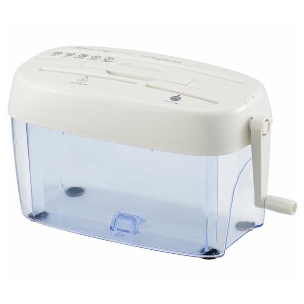 ハンドシュレッダー(ダストボックス紙約4.5リットル/紙クロスカット 3×21mm/CD・DVD3分割/カード最大5分割/ホワイト) (HS-C230-W)