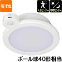 LEDミニシーリングライト (明暗・人感センサー付き/ボール電球40形相当/600 lm/6.0W/電球色/ホワイト) (LE-Y6LG-W-PIR) [キャン...