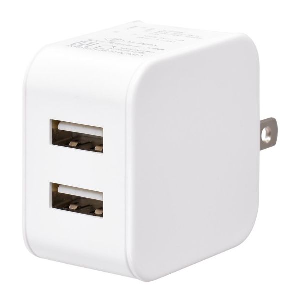 AC充電器(USB Type-A×2/AC100V〜240V対応/最大出力12W 2.4A/ホワイト) (MAV-AUA12W-W) [キャンセル・変更・返品不可]