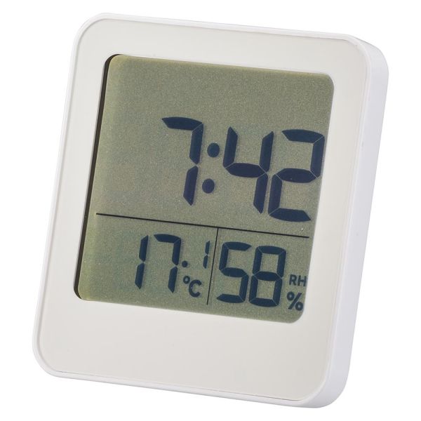 お風呂クロック＆温湿度計(単4形×2本使用/防水性能IPX4/ホワイト) (HB-T20-W)