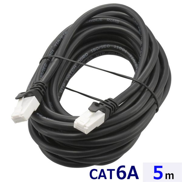 LANケーブル(カテゴリー6A/高速10Gbps/ストレート/5m/ブラック) (PC-N6A50-K)