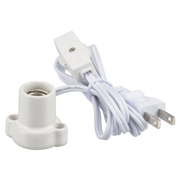 磁器レセップ(ロータリー式中間スイッチ付/コード付/1.5m/1A-250V 口金E17用/ホワイト) (HS-L1715ZRS-W)